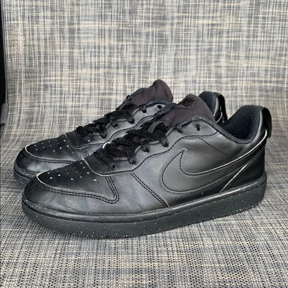 Nike Court Borough Low Recraft Black Leather Sneakers Big Kids' Shoes size 4 - Picture 5 of 12